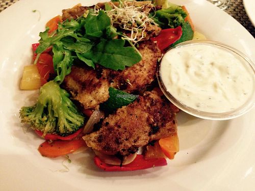 Seitan grill platter at Napfényes Restaurant & Confectionery in Budapest