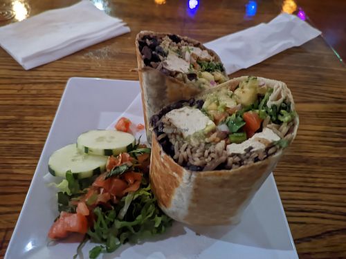 Tofu burrito with Guacamole and Pineapple at BK Taco Factory in Brooklyn