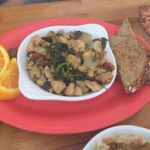 tofu spinach scrambler at Souley Vegan in Oakland