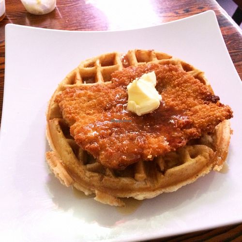 chickn waffles  at Souley Vegan in Oakland
