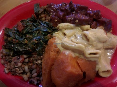 Sampler platter at Souley Vegan in Oakland