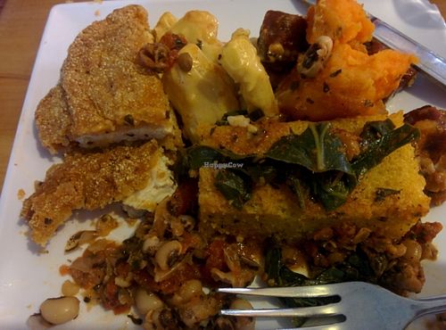 Plated lunch at Souley Vegan in Oakland