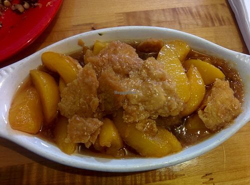 Peach cobbler at Souley Vegan in Oakland