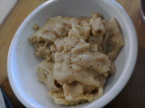 Even though this picture does it no justice - looks a bit more like a melting alien monster - Souley Vegan's Mac and Cheese is....ohhhh...sooo yummy!!! 

Seriously.  You'll have to taste it to believe it, cuz it's hard to photograph yumminess.  at Souley Vegan in Oakland