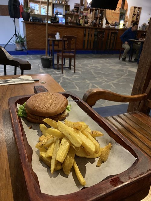 Veggie burger at Amazonika Restaurant in Chachapoyas
