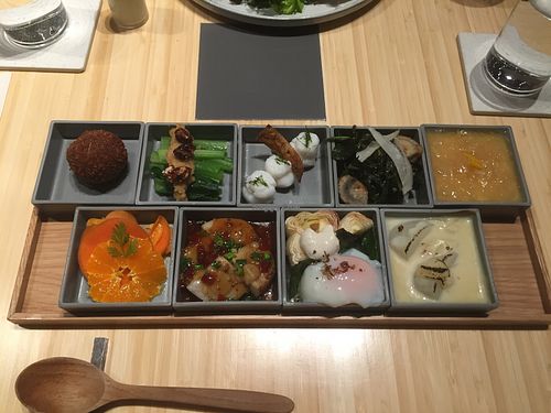 Tasting platter (a little bit of everything) at Revive Kitchen Three - Hibiya Midtown in Tokyo