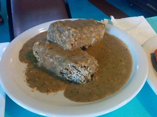 Baked seitan in gravy at Counter Culture in Austin