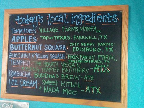 Locally sourced when available at Counter Culture in Austin