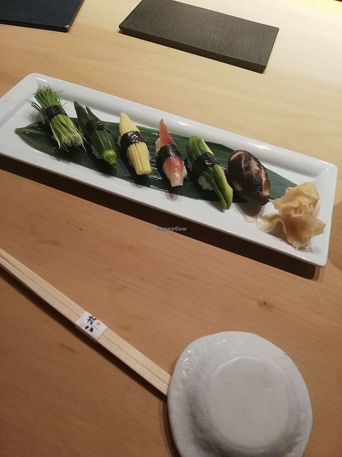 6 pieces sushi for 1350yen at Gonpachi - G Zone in Tokyo