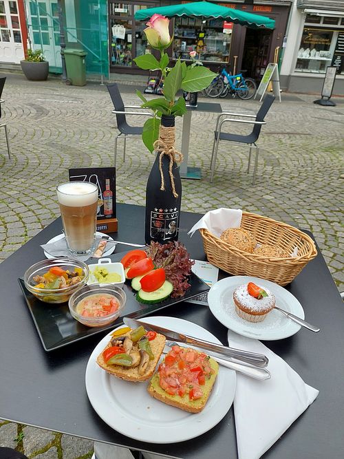 Outside, a wonderful place at the marketplace at Marktcafe in Herborn