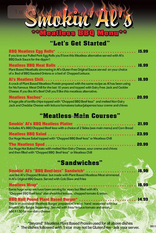 Meatless menu at Smokin' Al's in Massapequa Park