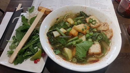 Phò Spicy Green Vietnamese rice noodles. So good stuff!  at Pho in Cardiff