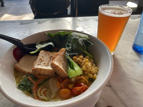 Vegan ramen and a latitude 33  at Tajima Ramen - East Village in San Diego