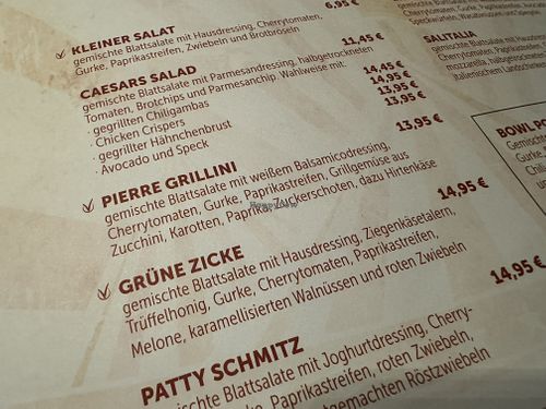 menu  at Poppins  in Minden