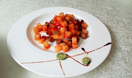 Braised 'pork' chop with pineapple at Bowei Tang in Beijing