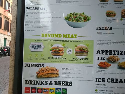 One burger is vegan for 6,90euros according to the prices  at The Good Burger in Rome