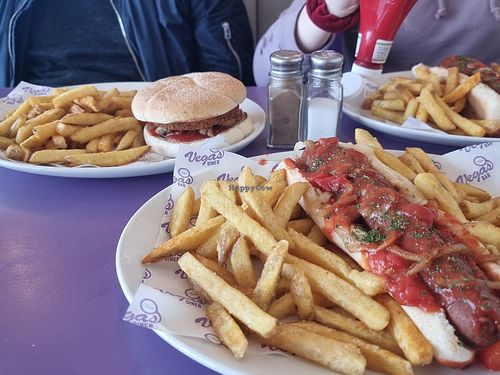 Moving Mountains burger and Cleaner Weiner hot dog at Viva Vegas Bar & Grill in Blackpool