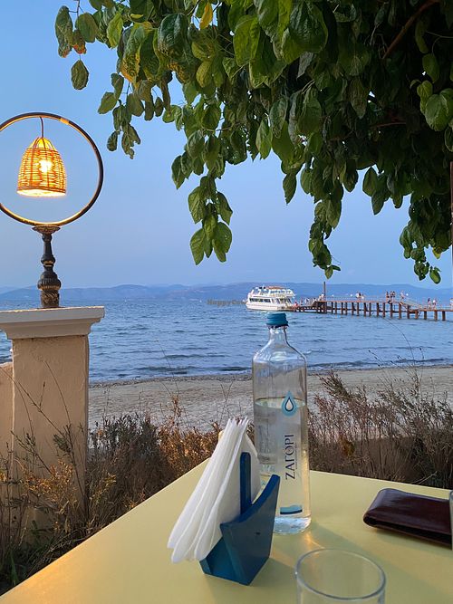 The view  at Roussos Restaurant in Corfu