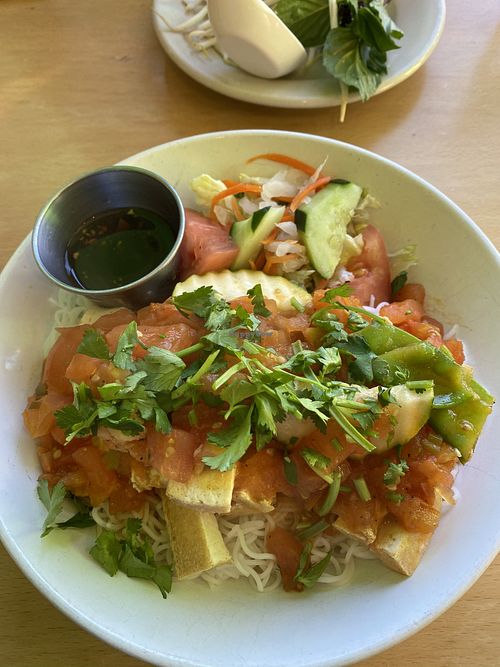 Sauteed Tofu with vermicelli noodles  at The Rolling Spring Roll in Farmingdale