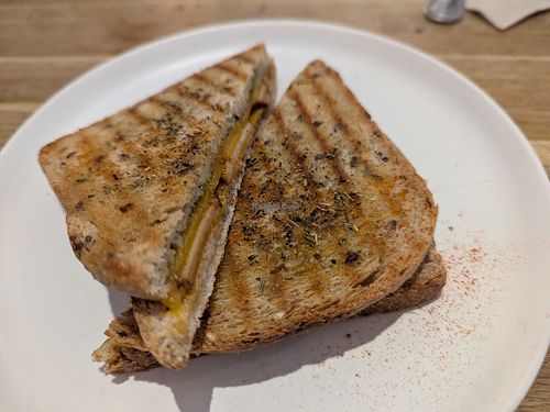 Vegan grilled-cheese sandwich at Virgule in Toulouse