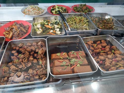 Buffet selection for economic rice or bee hoon at K Tree 康妙素食馆 in Central Singapore