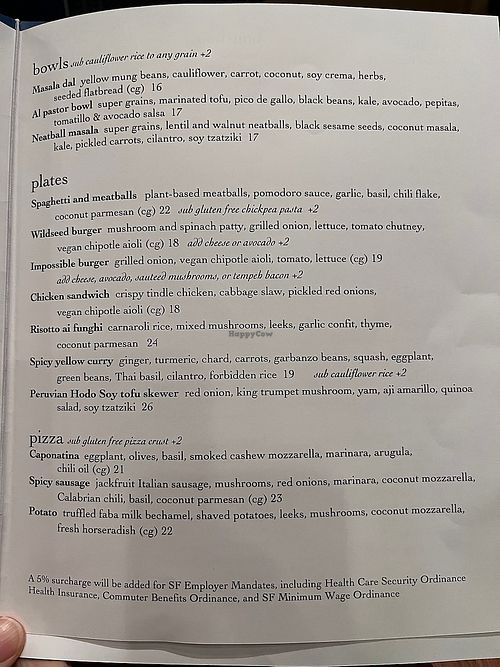 Bowls, plates & pizza at Wildseed in San Francisco