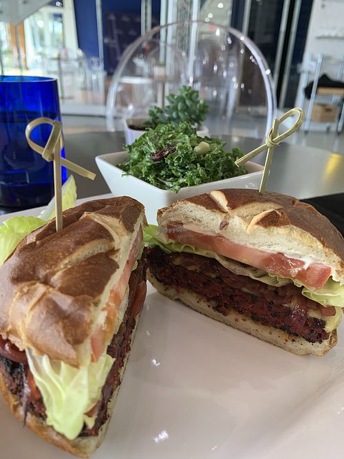 Burger at Yello Vegan Cafe & Creative Arts Center in Fort Lauderdale