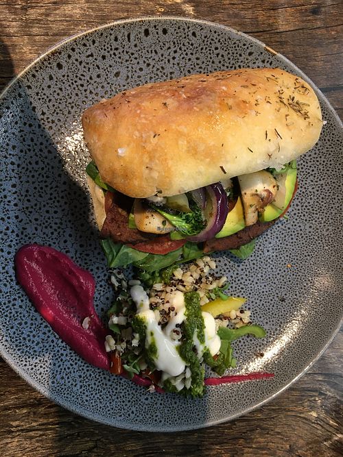 Vegan pastrami sandwich  at Native Cafe in Christchurch