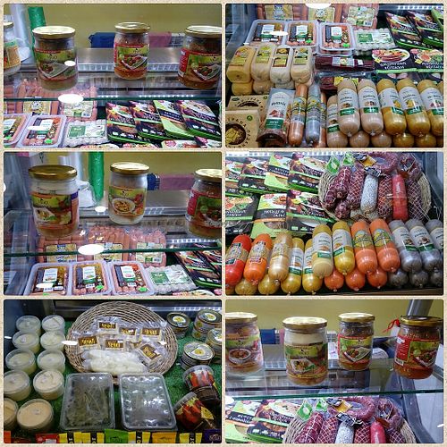 Big range of vegan products at Jagannath Market in Almaty