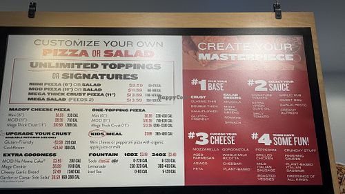 Full menu  at Mod Pizza in Kalispell