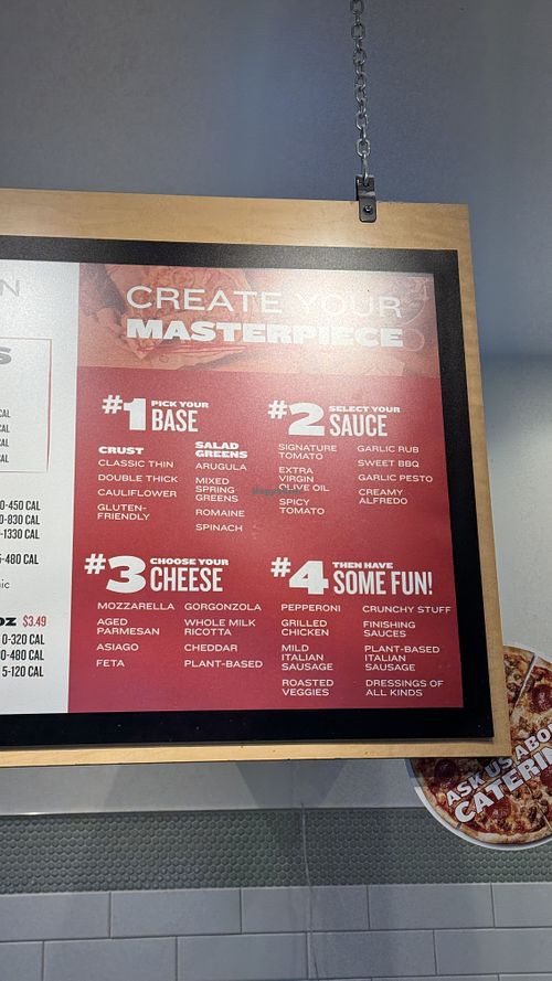 Bottom: vegan cheese and meat  at Mod Pizza in Kalispell