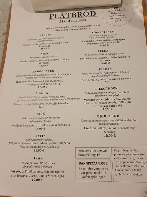 Menu at Niska in Helsinki