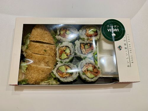 Vegan Qourn Katsu and rolls set at Wasabi - Ealing Broadway in West London