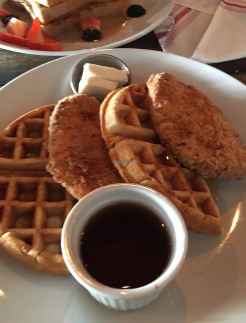 Vegan chicken & waffles!! at The Saloon Ventura in Ventura