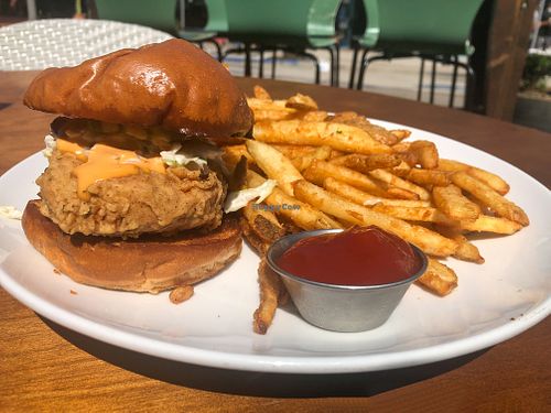Fried chicken sandwich  at The Saloon Ventura in Ventura