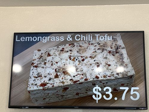 Lemongrass and chili tofu brick  at Soy Good in Garden Grove