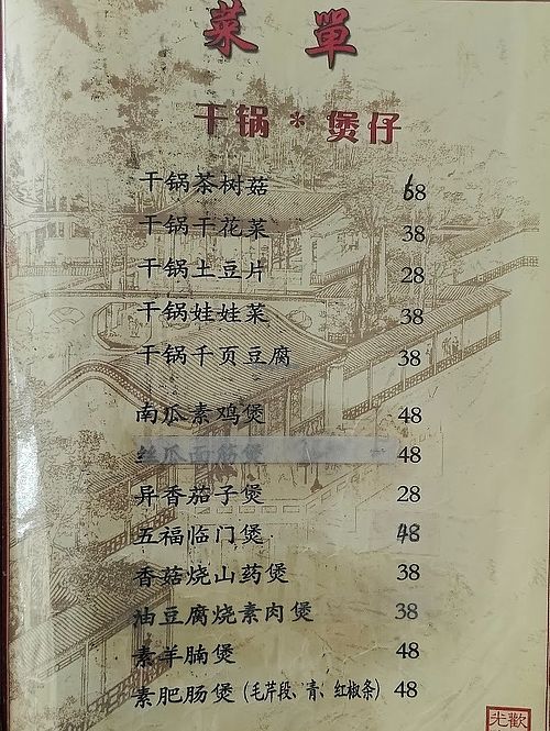 menu in chinese  at Yuanqi Vegetarian - 缘启妙膳 in Urumqi