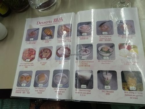 Desserts menu at Tricotin in Paris