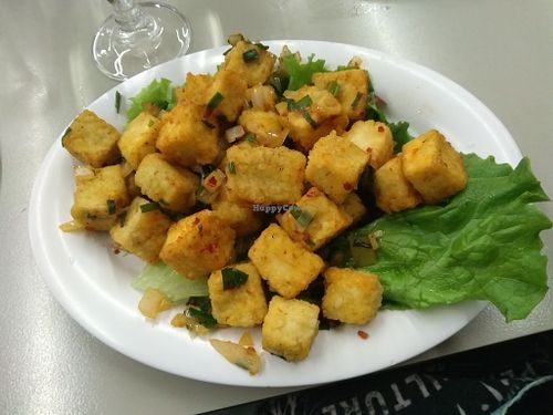 (vegan) 72A - "tofu nature frit saute au sel et poivre" (8,50euros) at Tricotin in Paris