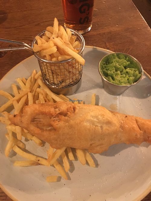 Vegan fish and chips at Trinity Arms in South West London