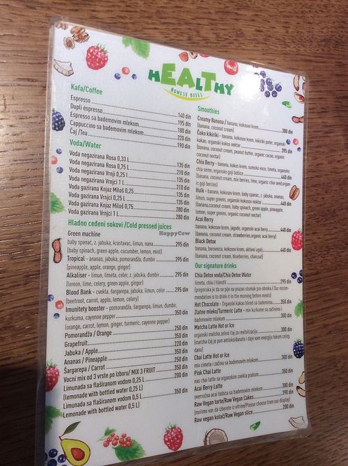 The fixed menu at Eat Healthy in Belgrade