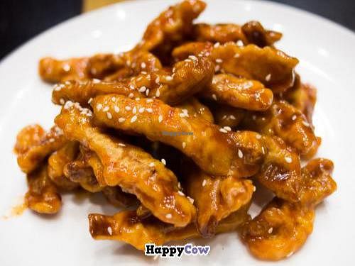 Delicious sweet & sour 'pork'. at Daxingshan Temple Vegetarian in Xian