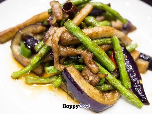 Amazing green beans and eggplant at Daxingshan Temple Vegetarian in Xian