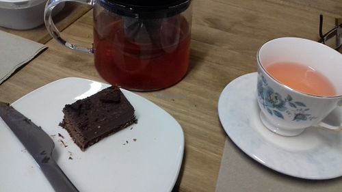 Half the cake left before I demolished it! at Faithful Flavours in Carlisle