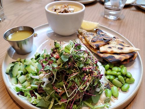 Half soup and salad at Fresh on Sunset in West Hollywood
