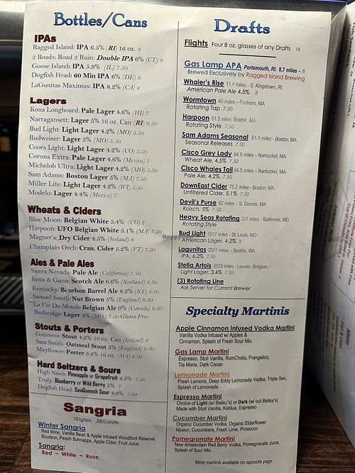 More drinks  at Gas Lamp Grille in Newport