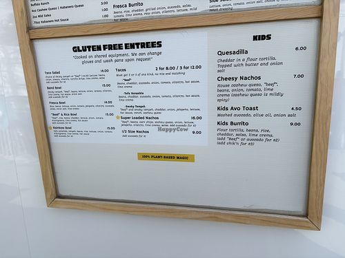 Bottom of foot truck menu   at Toasty in Bend