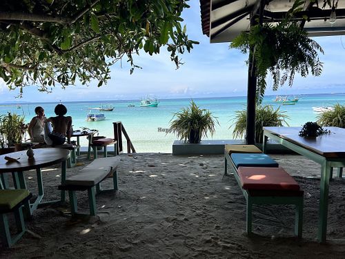 On the sand   at Foods & Roots in Koh Phangan
