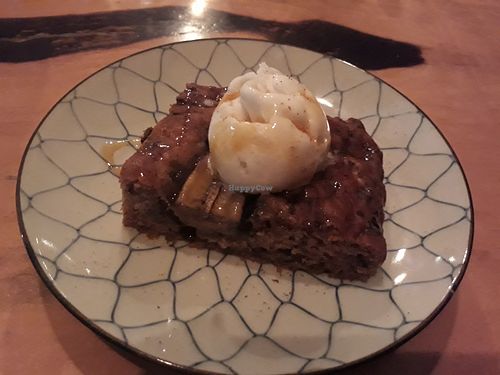 Banana and walnut cake with ice-cream at Foods & Roots in Koh Phangan