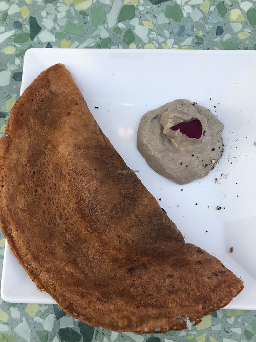 Galette de lentilles with leek and mushrooms  at Bleu Canard in Lille